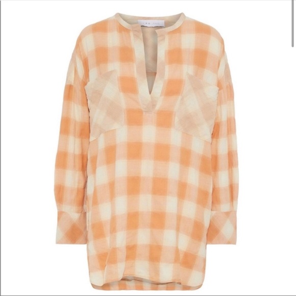 IRO Mayra Monocrome Checkered Plaid V Neck Blouse - Picture 1 of 14